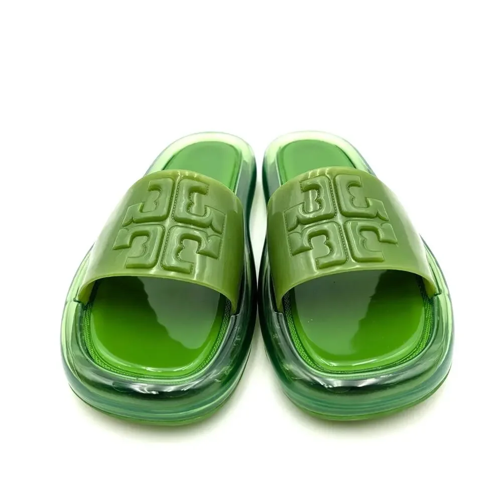 Tory Burch Bubble Jelly Double T Sport Slide Sandal Peridot Size US5M EU35